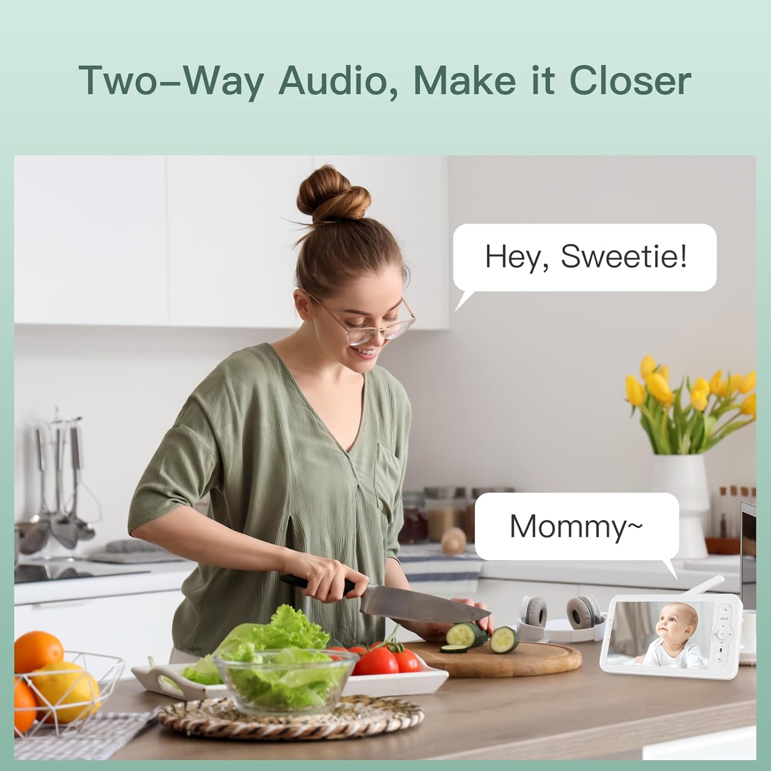 2MP | كاميرا مراقبة الأطفال الداخلية رؤية ليلية مع شاشة متنقلة 5 بوصة,الكشف عن البكاء ودرجة الحرارة | Arenti AInanny BC12S-UK-GL |