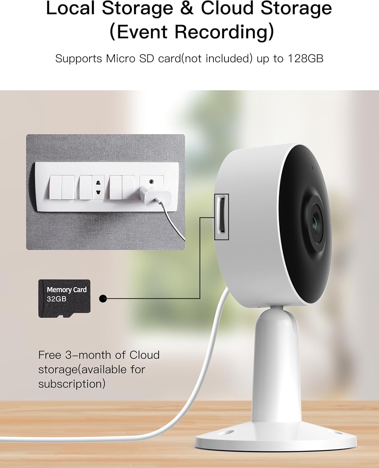 4MP | كاميرا مراقبة داخلية ثابتة حجم صغير تثبيت سهل رؤية ليلية مثالية تحكم عن بُعد |واي فاي | Arenti IN1Q