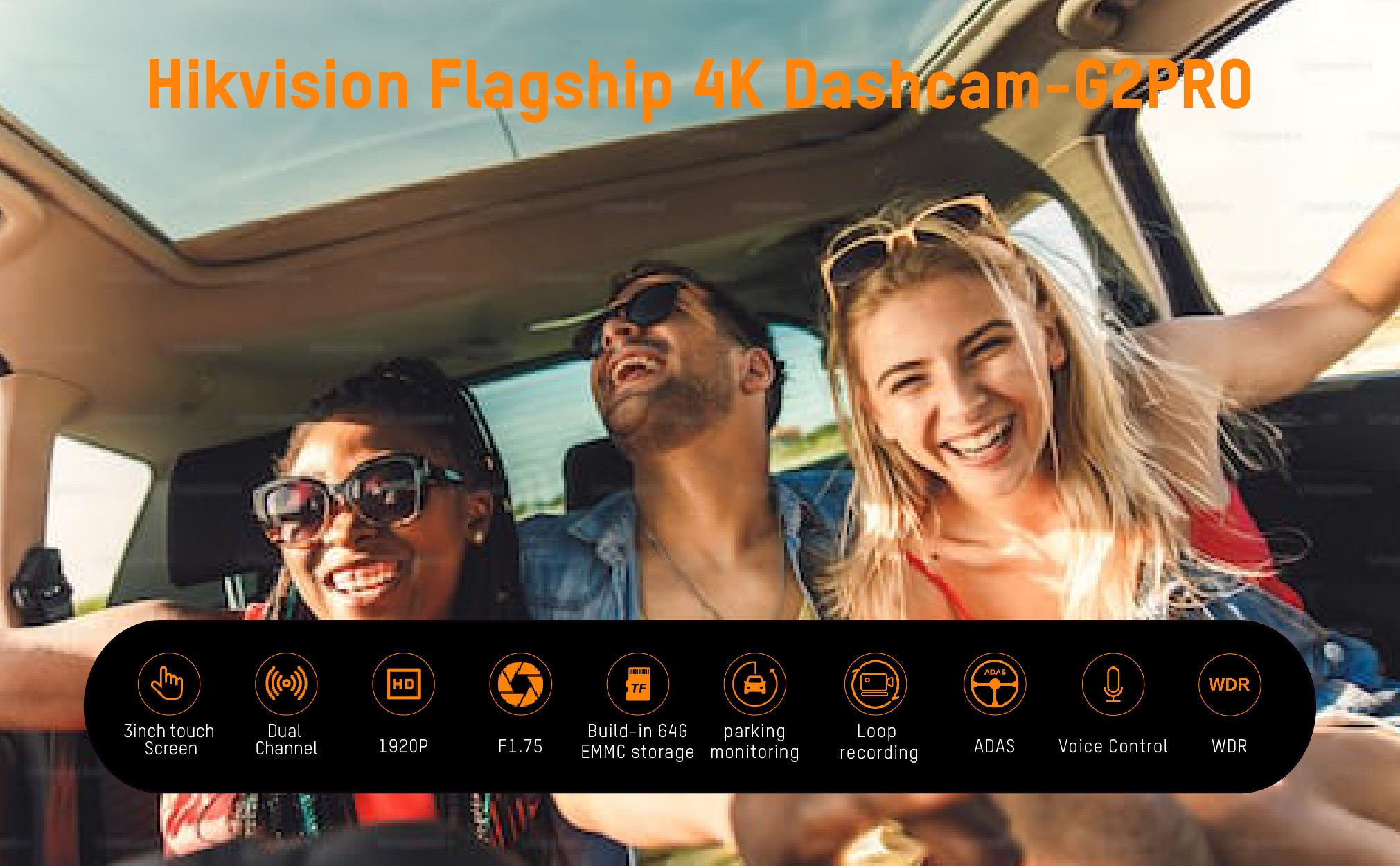 8MP | داش كام أمامي وخلفي | G2 Pro هايكفيجن 4K