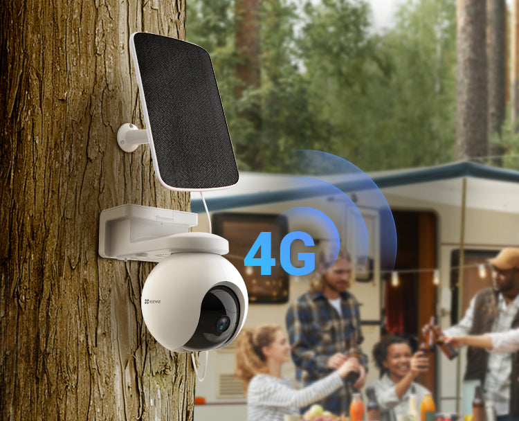 3MP | كاميرا مراقبة خارجية رؤية بانوراميه كشف ذكي تعمل بالبطارية تدعم شريحة الجوال مع لوح الطاقة الشمسية دون انقطاع EZVIZ EB8 2K Typc C