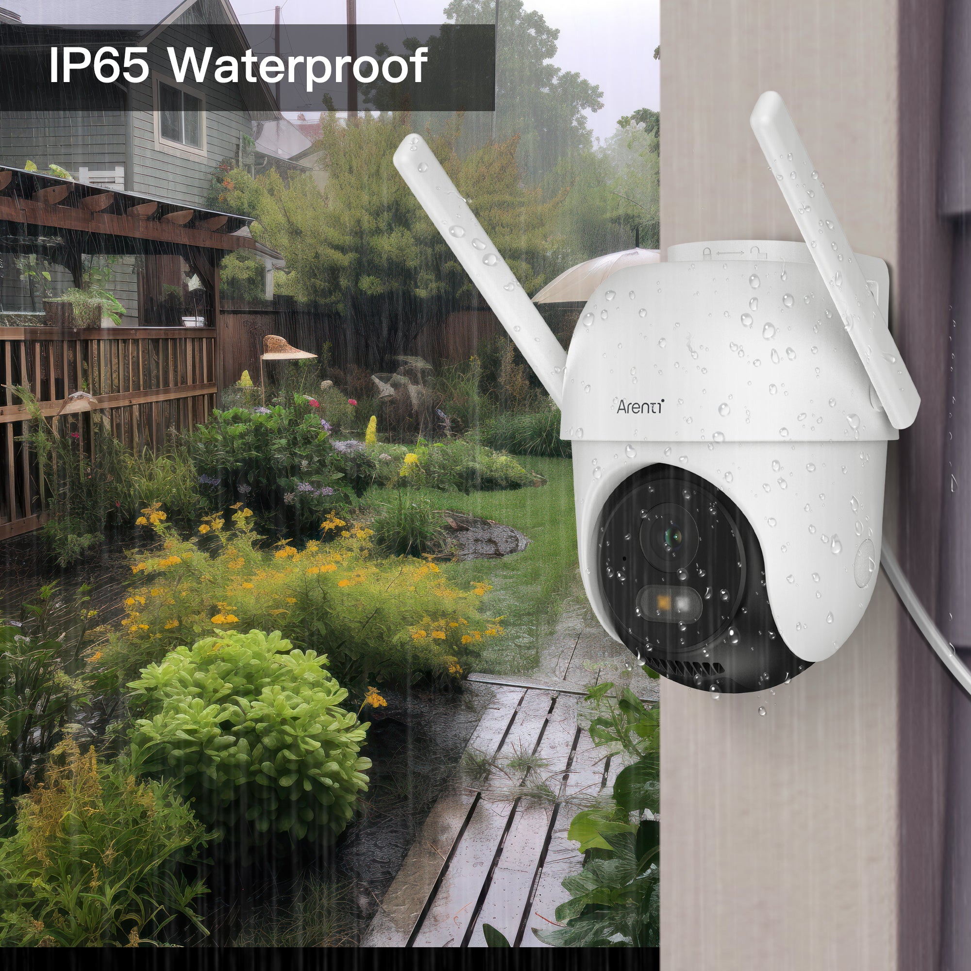 4MP | كاميرا مراقبة خارجية رؤية 360 ْ بالاشعة تحت الحمراء فائق الوضوح مع كشف الحركة واي فاي | Arenti OP1