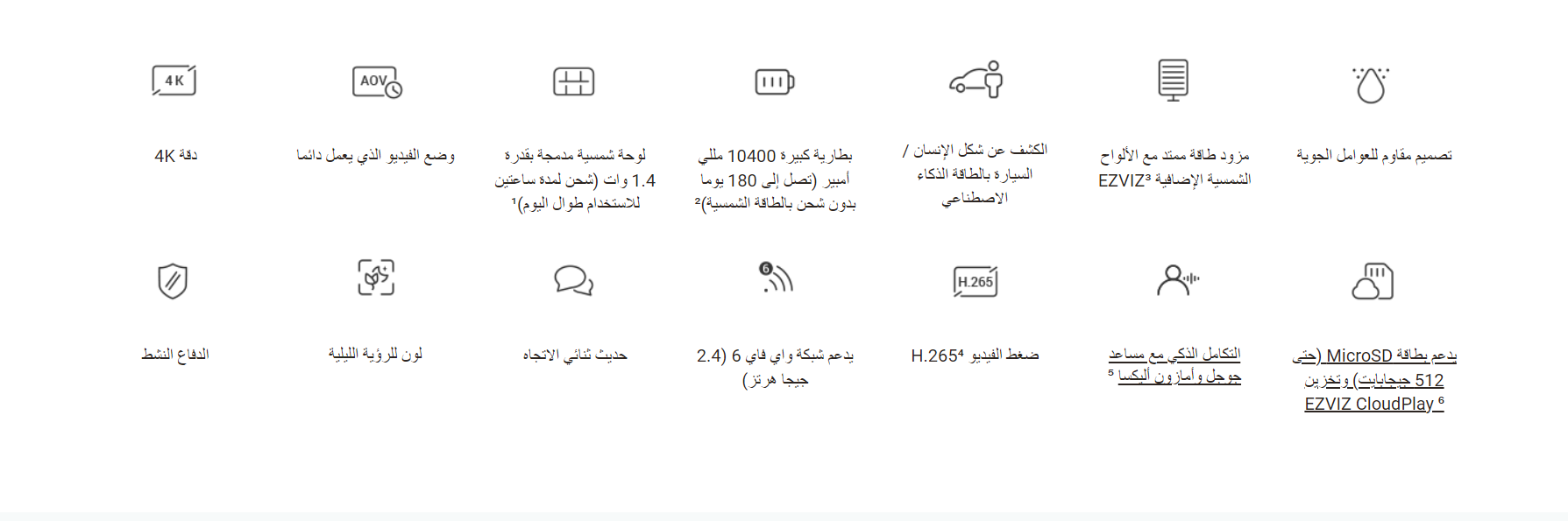 8MP | كاميرا مراقبة خارجية ثابته واي فاي | تعمل بالطاقة الشمسية | EB5 EZVIZ
