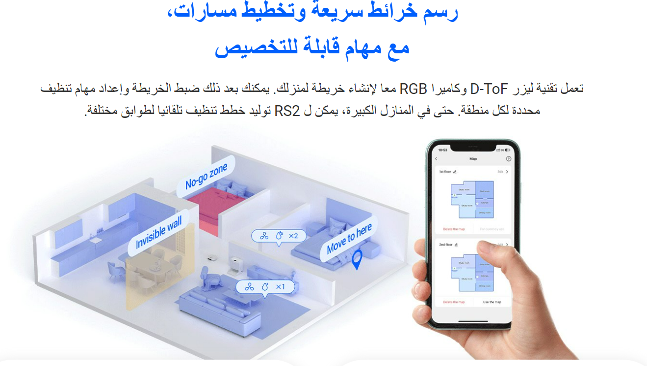 مكنسة كهربائية وممسحة روبورت ذكية | EZVIZ RS2