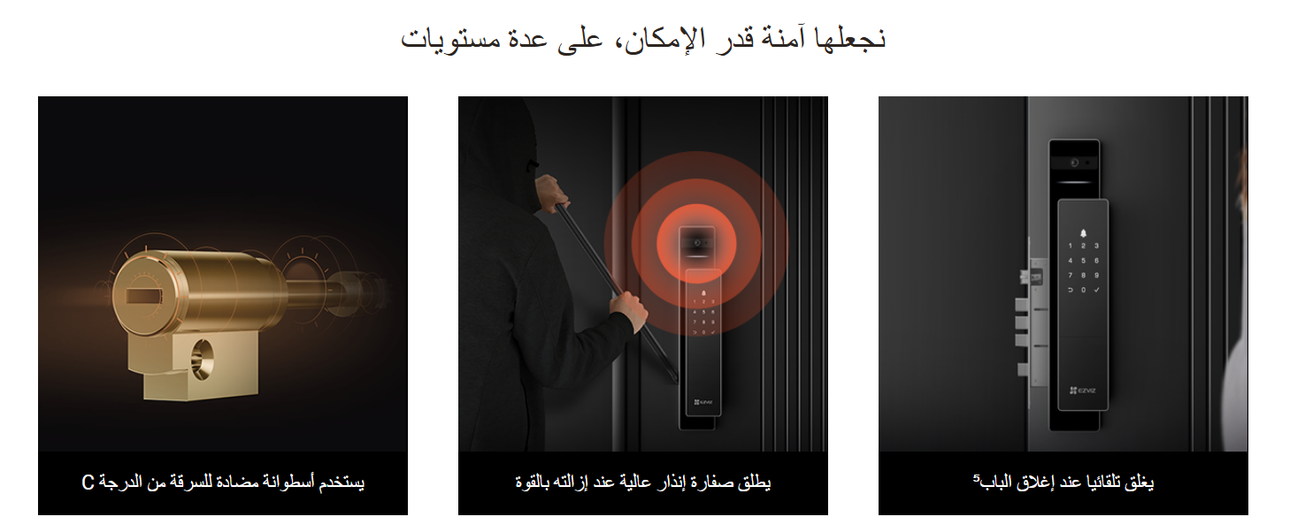 قفل الباب الذكي ببصمة الوجه, مكالمات فيديو ,التحكم من الجوال،تنبيهات فورية | Ezviz DL50FVS