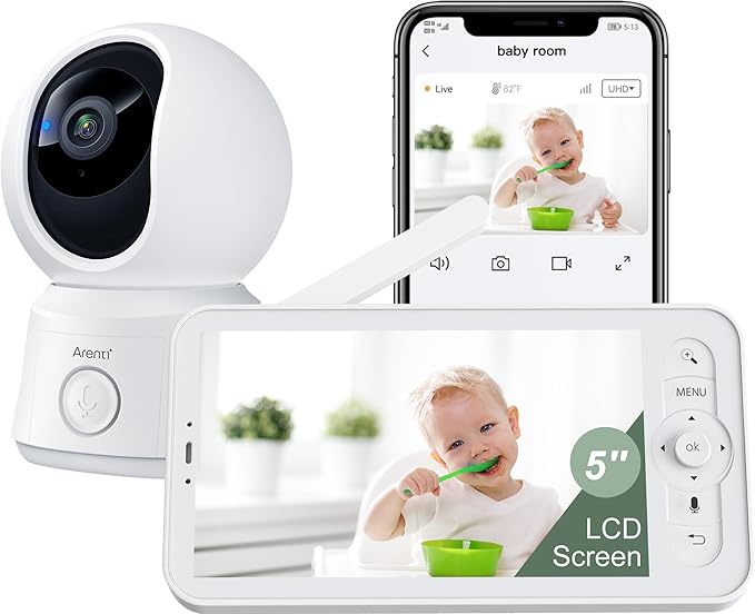 2MP | كاميرا مراقبة الأطفال الداخلية مع شاشة متنقلة 5 بوصة | Arenti AInanny BC12S-UK-GL |