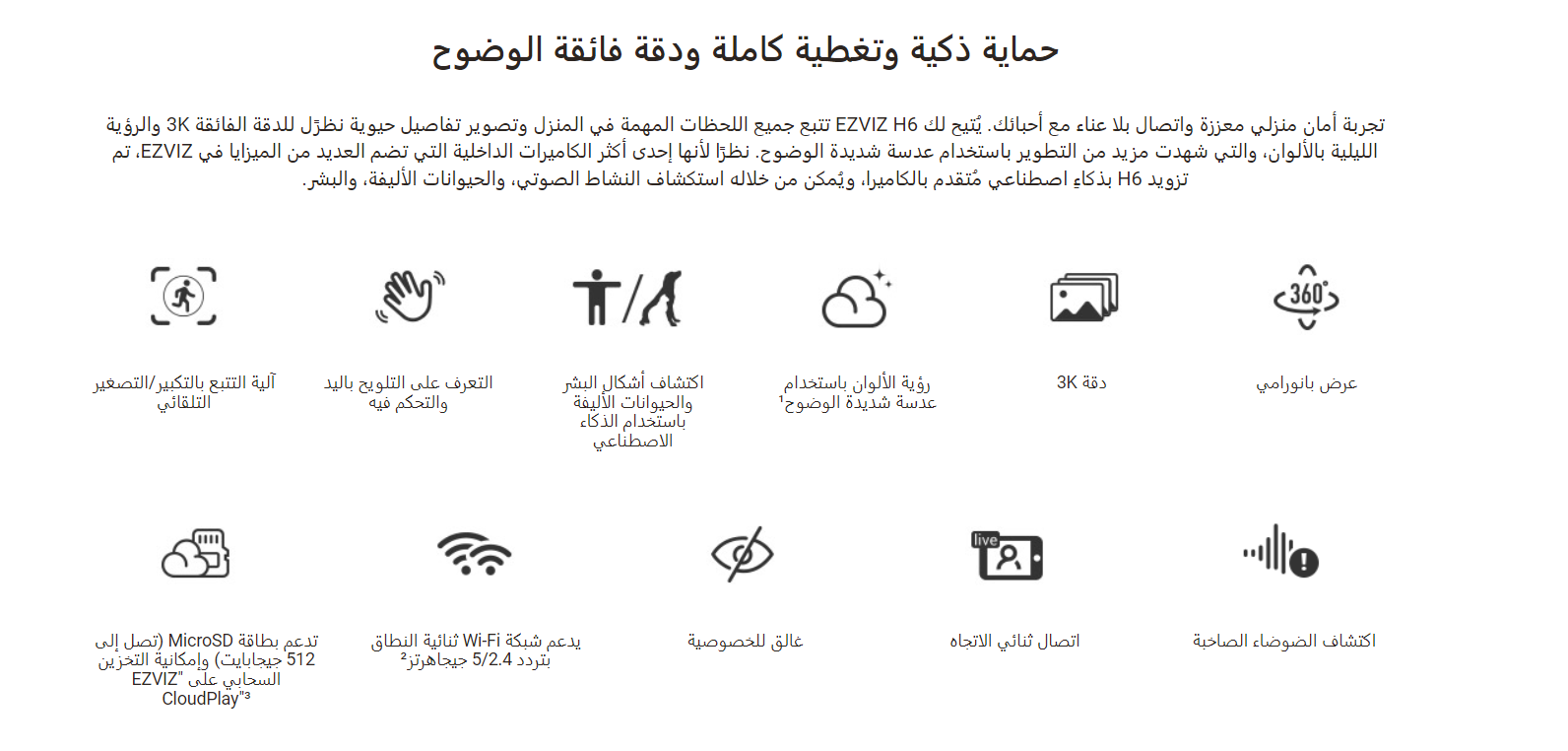 5MP | كاميرا مراقبة داخلية متحركة واي فاي | H6 EZVIZ