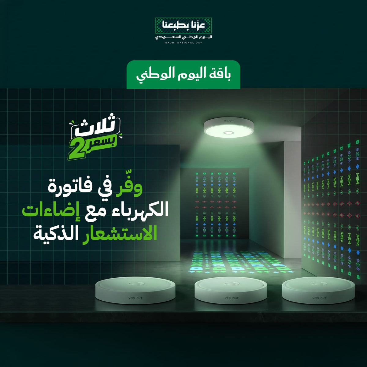 باقة اليوم الوطني إضاءة للمداخل والممرات بمستشعر للحركة 3 بسعر 2 | Yeelight